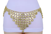 Women Belly Dancing Ethnic Fashion Belt Hip Gold Metal Chain Coin Charms Adjustable Size Band S M